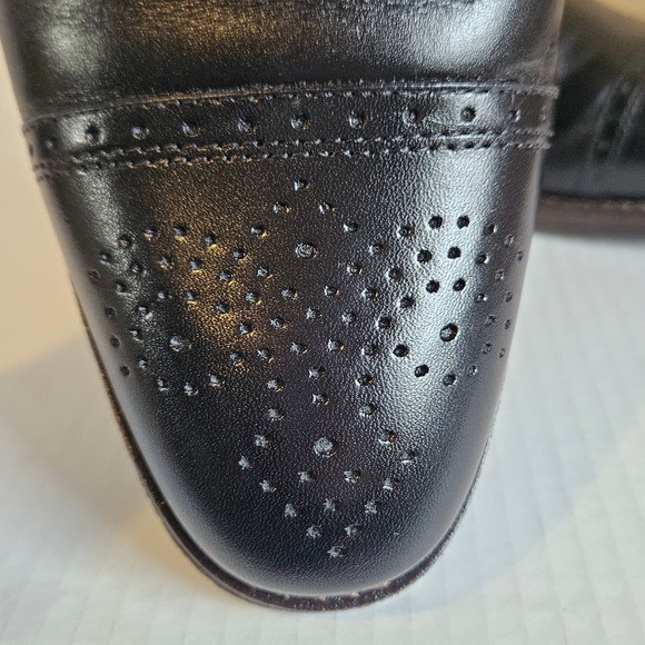 Men's Black‎ Leather Johnston & Murphy Lewis Cap Toe Lace Up Oxfords Size 10 M - Picture 7 of 10